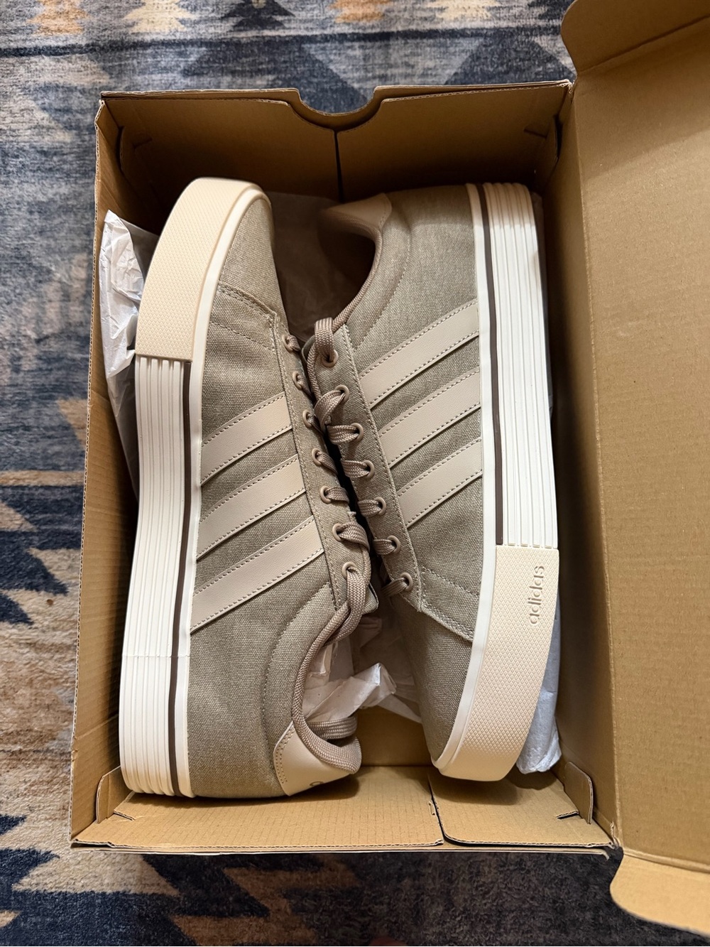 adidas Men's Taupe Platform Sneakers with Cream Accents